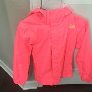 Girls North Face Rain Jacket Pink Size Medium